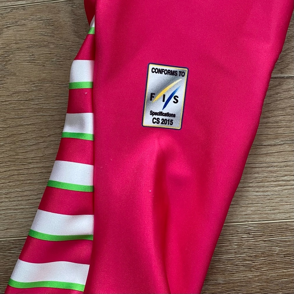 Spyder Performance GS Ladies Large Ski Race Suit in Taffy Pink Bryte Green color - Picture 8 of 16